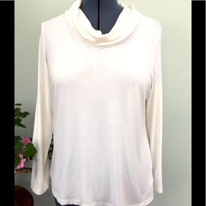 Coldwater Creek wide collar boat neck jersey top L